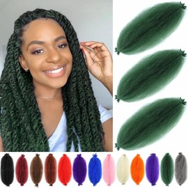 Dark Green Afro Twist Hair 12 Inch Green Marley Braiding Hair Springy Afro Twist Wrapping Hair Afro Kinky Curly Hair Extensions (12 Inch (Pack of 3), D-Green#)