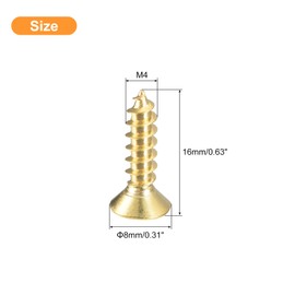 sourcing map 40Pcs Brass Wood Screws, M4 x 16mm Phillips Flat Head Self Tapping Screw WoodWorking Screw for Door Hinges, Wooden Furniture, Home Appliances