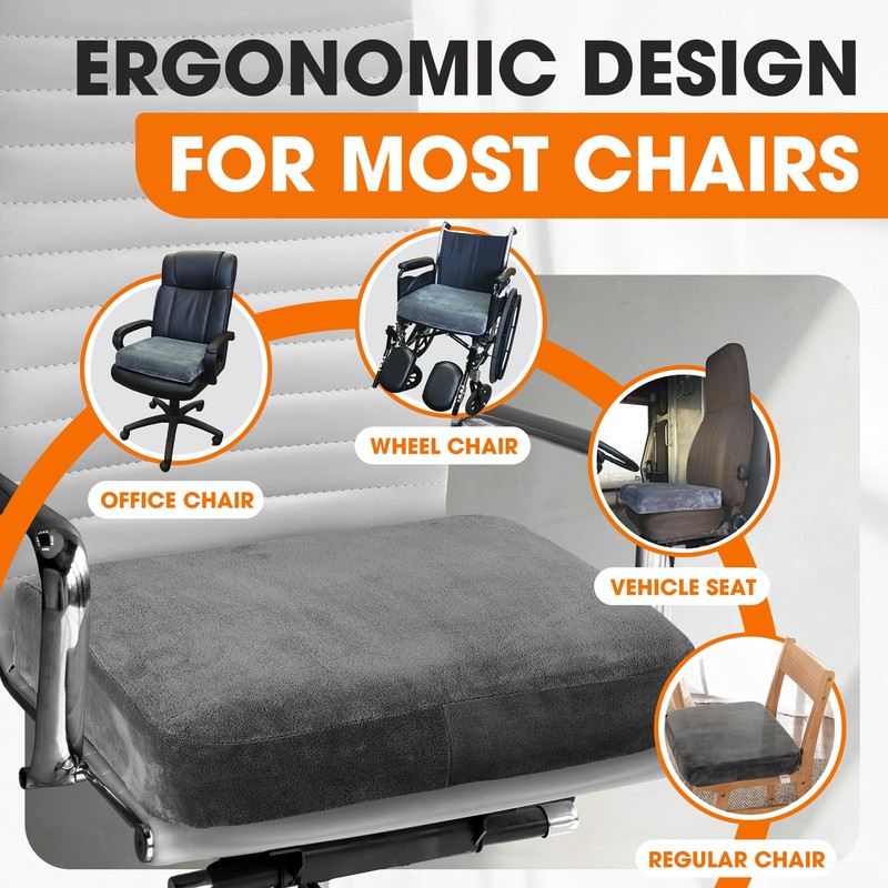Cheer Collection Extra Large Seat Cushion | Memory Foam Comfort