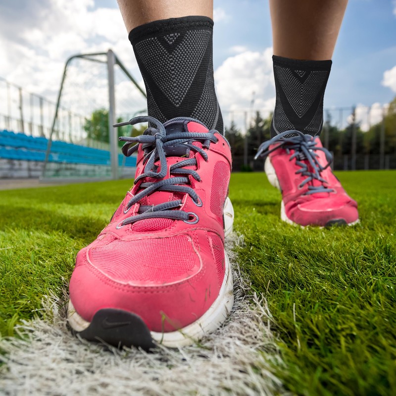 CYCLXY Ankle Brace and Compression Sleeves (Gray, Small)