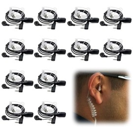 Juego de 12 Pack Walkie Talkie Auricular, Walkie Talkie Auricular con Micrófono, Auriculares de Tubo Acústico Transparente de 2 Pines, Compatible con 