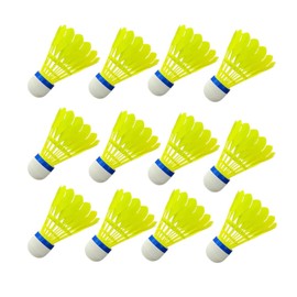 Badminton Shuttlecocks 12 Pieces, Professional Nylon Feather Shuttlecocks with Aerodynamic Design, High Durability & Stable Flight for Training/Matches (Yellow)