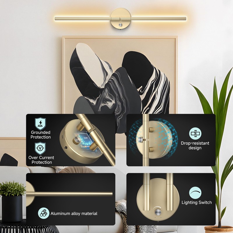 TiInsta Battery Operated Wall Sconce,Wireless Wall Lights with Remote, 360°DIY