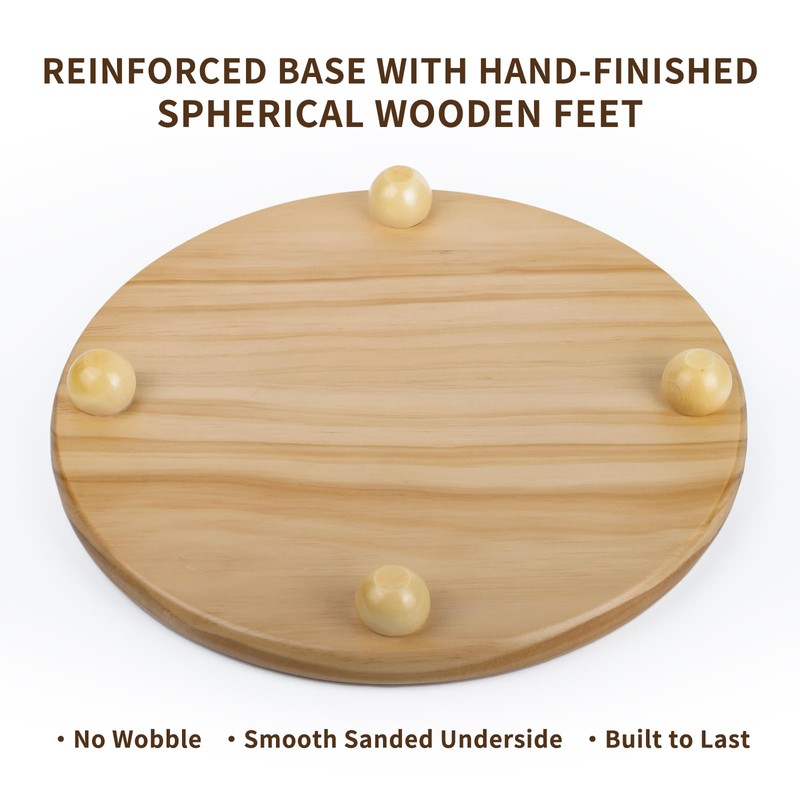 HillSpring Wood Pedestal Stand, 12“ Round Wood Riser for Kitchen