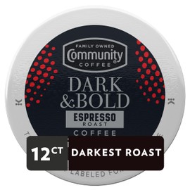 Community Coffee Dark & Bold Espresso Roast 12 Count Coffee Pods, Extra Dark Roast Compatible with Keurig 2.0 K-Cup Brewers, 12 Count (Pack of 1)