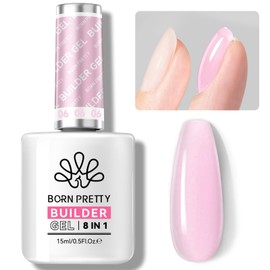 Born Pretty Builder Nail Gel, 8-in-1 Milky Pink Clear Builder Gel for Nail Apex and Extension Strengthener, Nail GLue Gel Hard Gel Base Rhinestone Nail Glue Gel in a Bottle 15ml