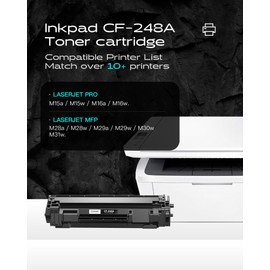 iNKPAD 48A CF248A Toner Cartridges (2 Packs, Black) - Compatible with Laserjet Pro M15w M15a M16a M16w Laserjet Pro MFP M29w M29a M28a M30w M31w Printers - Reliable Replacement for 48A