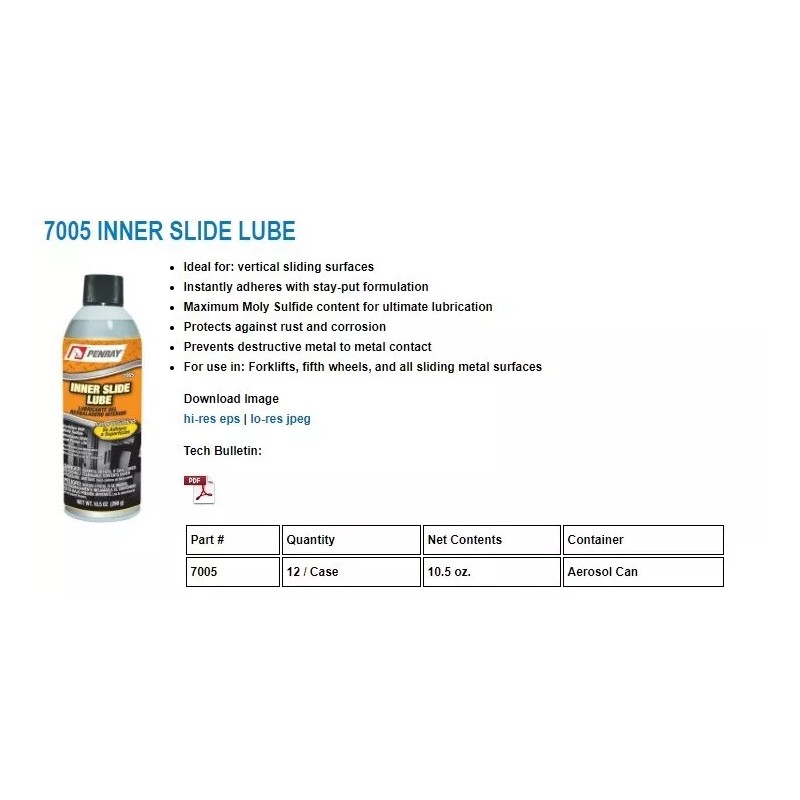 PENRAY FORKLIFT CABLE INNER SLIDE LUBE 7005 PENRAY 10.5 0Z