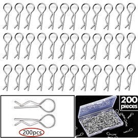 HUAZIZ 200 Pieces RC Car Body Clip Pins,Stainless Steel R Type,Body Shell Clip,RC Car Shell Body Clip Pins,1.2 mm Universal 1/10 Medium Scale RC Model Car Truck Buggy Boat Crawler Short Course Shell