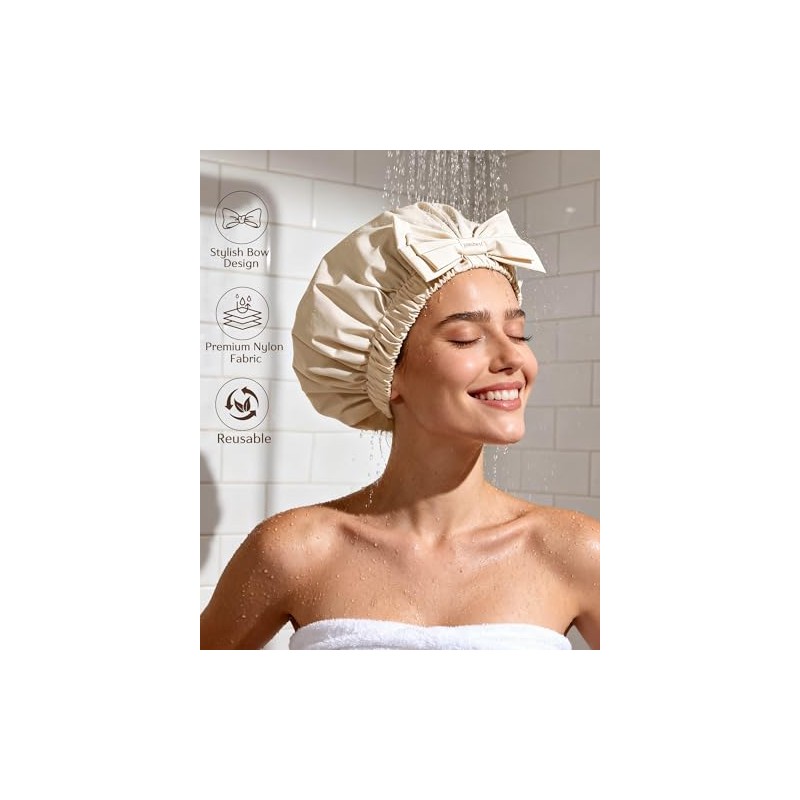 Yanibest Gorro Ducha Reutilizable Impermeable Banda Elástica Ancha Cómodo Duradero