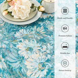 OMMATO Vintage Decor Tablecloth Floral Table Cloth for Rectangle Table,Kitchen, Dining Room, Boho French Rustic Farmhouse 55 x 102