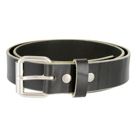 Mens Black full grain one piece heavy duty genuine leather work belt Made In USA (Black,50)