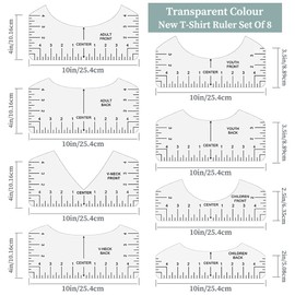 T-Shirt Ruler Guide 12 Pieces T-Shirt Alignment Ruler T-Shirt Alignment Tools Transparent Ruler PVC T-Shirt Stencil Portable T-Shirt Ruler Plotter for DIY Sewing Design