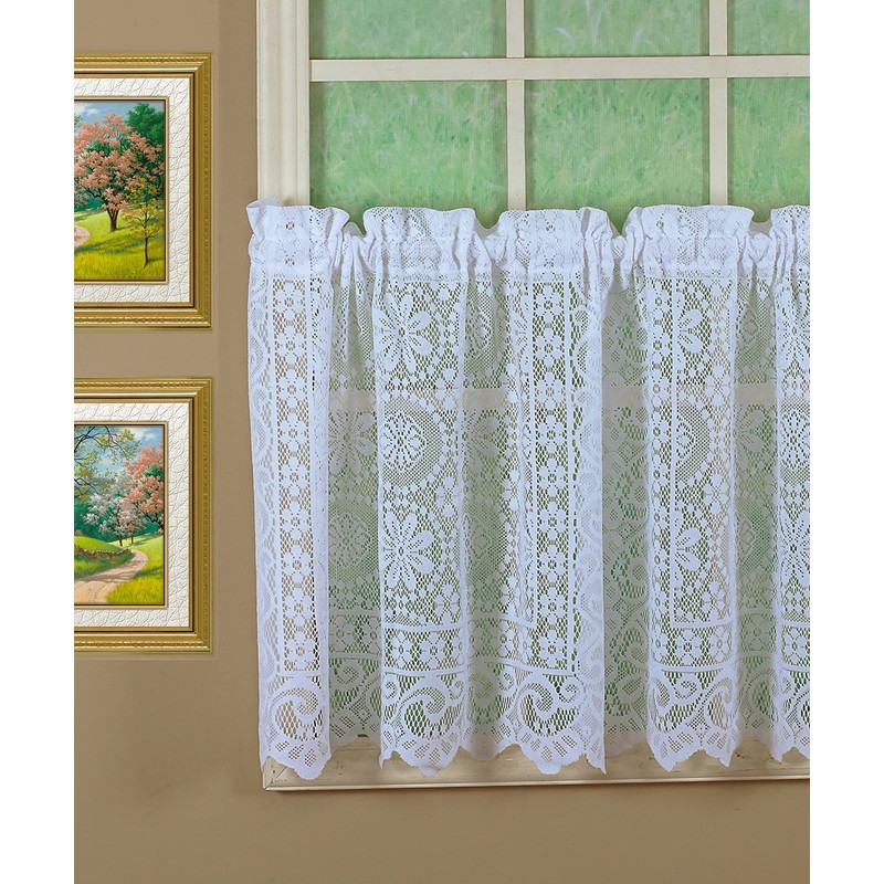 Today's Curtain Hopewell Premium Lace Tier 24", White, 58W x