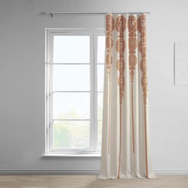 HPD Half Price Drapes Room Darkening Curtains for Bedroom 50 X 108 Printed Linen Textured (1 Panel), BOCH-DLN195A-108, Cyprus Rust