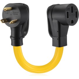 EV Charger Adapter Cord Compatible with NEMA TT-30P to 14-50R, 30 Amp Generator to 50 Amp EV for Level 2 Charging, 3P Male to 4P Female Adapter Cord with Handle, NOT for RV, 1FT