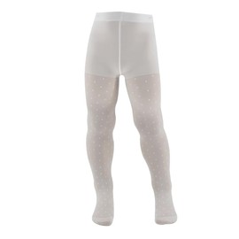 AQUILONE 0-14 Girls Tights, Girls Tights, Tights for Girls, Polka Dots, Tights Ceremony - Made in Italy, White