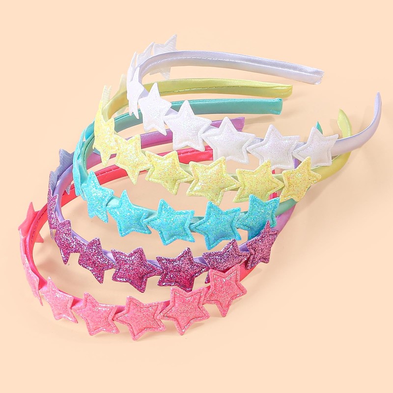 10pcs Glitter Star Headbands for Girls Colorful Sparkle Hair Hoop