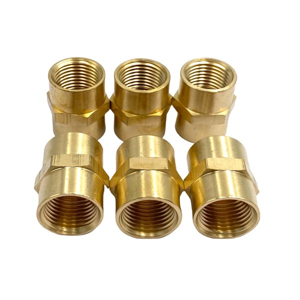 6Pcs 3/8" NPT Brass Pipe Fittings,3/8 NPT Double Female Threaded