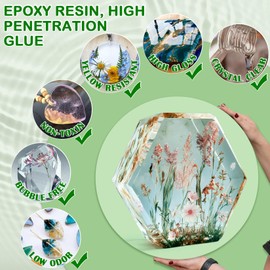 Epoxy Resin - 34 OZ Crystal Clear Resina Epoxica para Manualidades, Mix 1:1 Ratio Casting & Coating Resin Epoxy for Casting Resin, Craft Resin, Tumbler Crafts, DIY Jewelry, River Table Tops