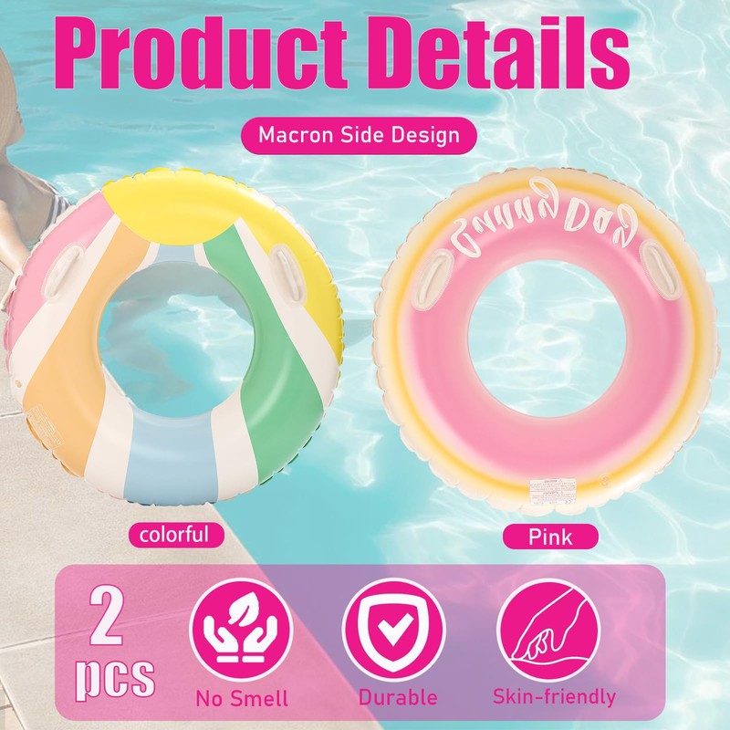 2 Pack Large Inflatable Pool Float for Adults 36 Inch