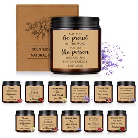 Yexiya 12 Pieces Thank You Candle Gifts 3.5 oz Teacher Appreciation Gifts Inspirational Gifts Employee Appreciation Gift Jar Candles Soy Wax Candle Gift Sets for Women Men Nurses Teachers (Vintage)
