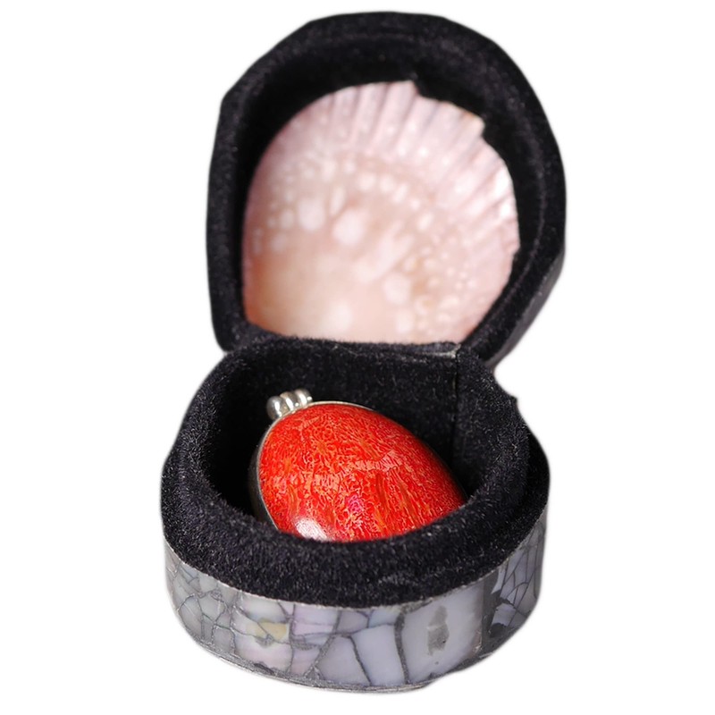 ART-CRAFT Small Shell Box Orange Ring Box with Lid Ring