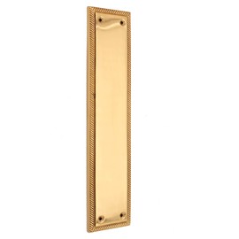 5mm Heavy Duty Solid Cast Brass Georgian Finger Plate Door Push Plate 285x 67mm (Polished Brass)