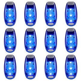 12 Pack Led Safety Light, Safety Light, High Visibility Strobe Running Lights Used for Bicycle, Walking Etc. Clip-On Running Lights Clip to Clothes Strap to Wrist, Bike Or Anywhere (Blue)