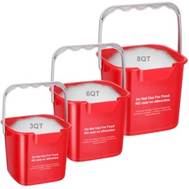 LemonRoad 3 Pcs Cleaning Bucket Small Sanitizing Square Bucket Multi-Size 3+6+8 Quart Detergent Pail for Home Commercial Restaurant Kitchen Office School Wash Rinse Sanitize Handwash(Red)