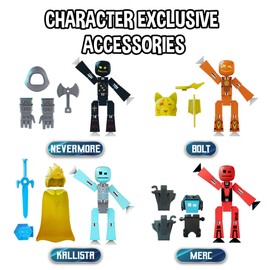 Zing StikBot Legendz Series 2 - Includes MERC, Doctor Nevermore, Bolt, Kallista - Collectible Action Figures and Accessories, Stop Motion Animation, Ages 4 and Up