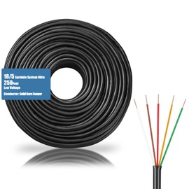 Hoolerry Solid Sprinkler System Wire 18 Gauge Irrigation Wire with UV Resistant PVC Jacket Sprinkler Cable for Underground Irrigation Field Central Control System 30v Ul Listed(18/5, 250 Ft)