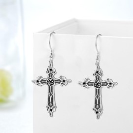 Skull/Skeleton Hand/Cross/Bat Earrings 925 Sterling Silver Gothic Earrings for Women Men Gothic Jewelry Gifts for Women Men, Sterling Silver, Cubic Zirconia