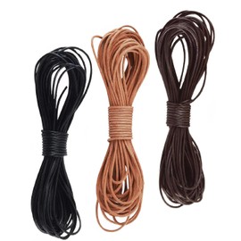 TerraShine Cowhide Cords, 3 Bundles, Genuine Leather Cord, Real Leather, Leather Cord, Leather Craft Cord, Round Cord, Leather Cord, Cord for Accessories, Necklaces, Accessory Making, Crafts, DIY, 0.8
