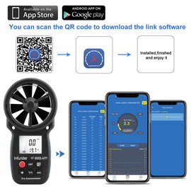INFURIDER YF-866B-APP Bluetooth Digital Anemometer Air Flow Speed Measuring Thermometer with Backlight
