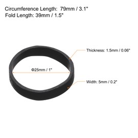 sourcing map 100 Pack Rubber Band Stretchable Rubber Elastic Band Black 25mm x 5mm Hair Rubber Bands for Home Office
