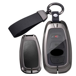 ontto Metal Leather Car Key Fob Cover Fit for for Subaru Forester Impreza Legacy Outback WRX STI XV Crosstrek 2015 up Key Holder case keyring Shell bag keychain auto styling accessories Black 2