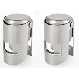I-MART Pack of 2 Stainless Steel Champagne Stoppers, Prosecco, Sparkling Wine Bottle Stopper, Airtight Seal, Reusable, Dishwasher Safe