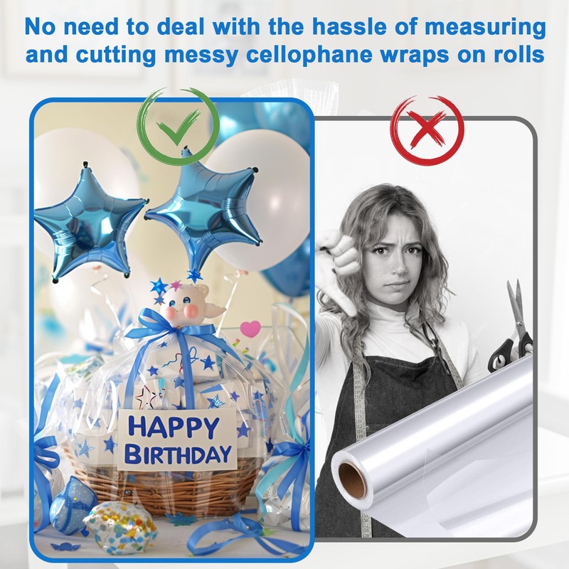Arsmat Large Clear Cellophane Gift bags, 10 Pack 16"X24" Cellophane