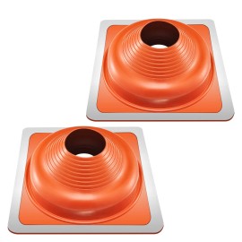 2pcs Flexible Silicone Roofing Jack Pipe Flashing High Temp -101 Exhaust Pipes for Roof Fits Pipe OD 6-1/4\" 11-3/4\"Material: Silicone + Aluminum, Shape: Square