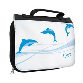 Wash Bag with Name ELSA and Dolphin Design for Girls Toiletry Bag with First Name Wash Bag for Children