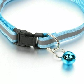 Unbranded  Adjustable Reflective Nylon Cat Collar Bell For kitten Small Dog Puppy Pet  - lightblue