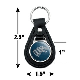 GRAPHICS & MORE Black Leather Game of Thrones Stark Sigil Keychain