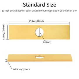 TNROTED 10 Inch Gold Kitchen Faucet Deck Plate, Stainless Steel Hole Cover Deck Plate Escutcheon for 1 or 3 Hole Bathroom Laundry Sink Faucet, Covering Unused Mounting Holes