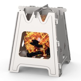 Titanium Wood Burning Stove, Open Fire Stove Ultra Lightweight Portable Backpacking Camping Stove With Cross Stand for Outdoor Hiking Traveling Picnic BBQ