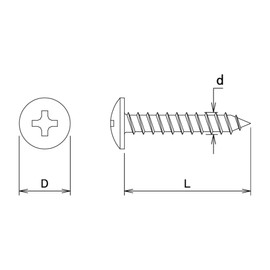 Stainless Tapping Truss 5x12, Approximately 44 pcs (CP) 81163 Head Diameter: 0.4 inches (11.8 mm)