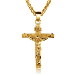 ALRNBY Cross Necklace for Women Men Trendy Gold/Silver Layered Cross Pendant Necklace Cross with Crown Jesus Rosary Necklace Christian Gift Sparkly Black Rhinestone Jewelry Gift