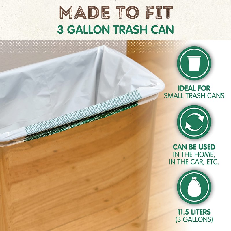 KC’s 3-Gallon Compostable Trash Bags with Drawstring – 100 Count