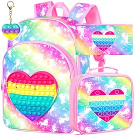CCJPX Backpacks for Girls, 16" Kids Unicorn Bookbag and Lunch Box for Elementary School Toddler Kindergarten Preschool Pink