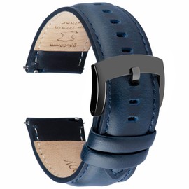 Ottoody Genuine Leather Replacement Watch Band, 0.71, 0.75, 0.79, 0.83, 0.87 inch (18, 19, 20, 21, 22 mm), Quick Release, No Tools Required, Elegant, Calf Leather, Sweatproof, Pleasant Feel, Leather